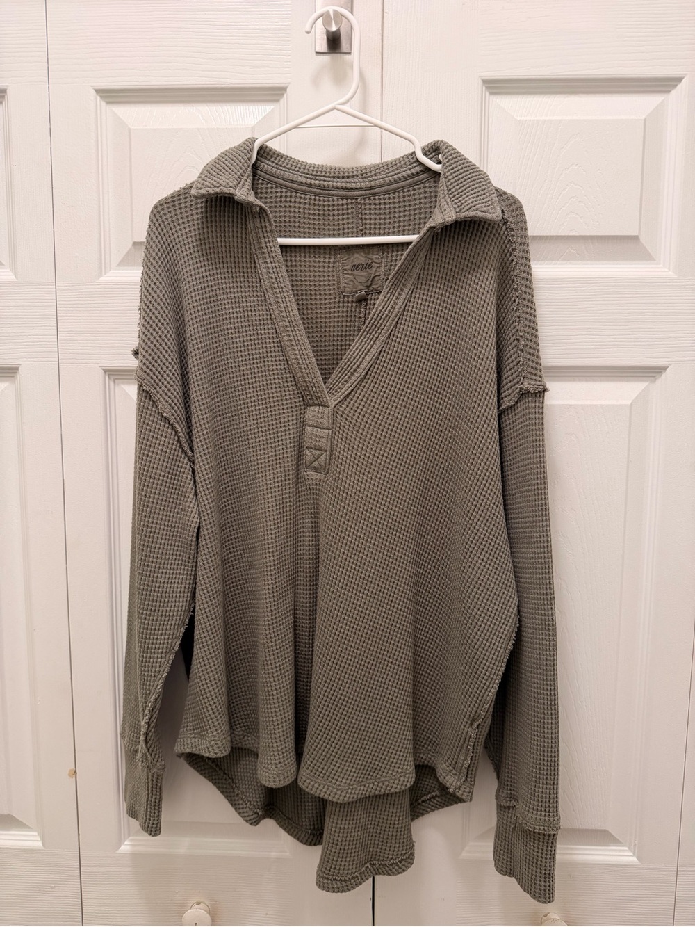Aerie Waffle Knit Pullover - Sage Green